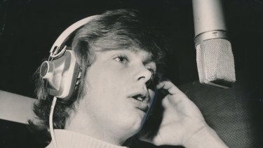Pop singer Johnny Farnham in a recording studio in 1971.
