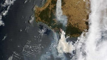 NASA satellite image of the fire burning in Northcliffe. 