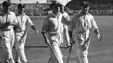 "It wouldn't be right for someone to make more runs than Sir Donald Bradman" ... Sid Barnes after losing his wicket on 234 runs, the same total Bradman made at the SCG Test against England in 1946.