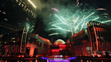 Fireworks at the opening of the City of Dreams casino in Macau, 2009.