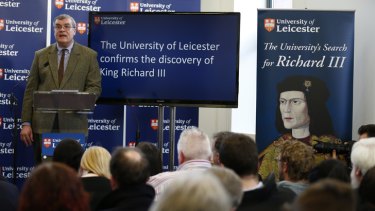 Lead archaeologist Richard Buckley confirms the discovery of King Richard III, during a news conference in Leicester.