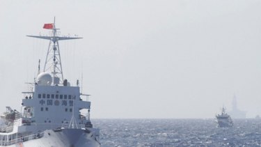 Ships of the Chinese Coast Guard in disputed waters in the South China Sea.