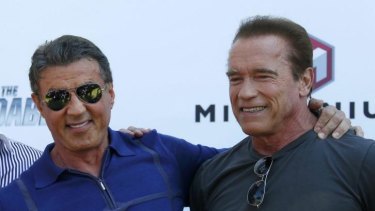 Best mates or bitter rivals after 20 years? Sylvester Stallone and Arnold Schwarzenegger promoting The Expendables 3 at Cannes.
