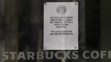 Starbucks Coffee shops closed down at 2pm today for management meeting on the future of stores in Melbourne.