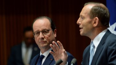 Tony Abbott and Francois Hollande in Canberra this week.