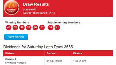 lotto saturday draw results