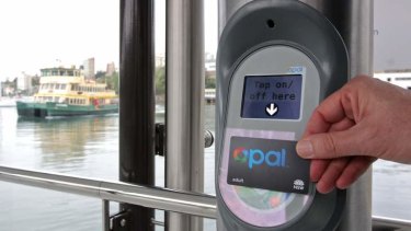 An Opal card being used on the Neutral Bay to Circular Quay ferry service.