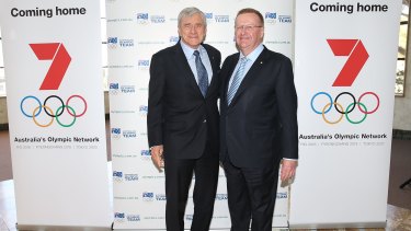 Seven Network chairman Kerry Stokes with AOC president John Coates in 2014.