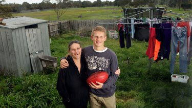 Thanks, mum: the Giants’ Adam Treloar with his mother Darlene.
