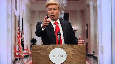 Jimmy Fallon portrays Donald Trump during a public address about the demise of al-Qaeda leader Osama bin Laden on his show.