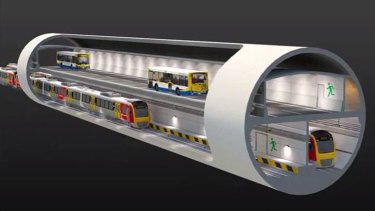 A model of Brisbane's planned Bus and Train tunnel.