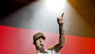 Eminem in concert at Etihad Stadium, Docklands, Melbourne.
