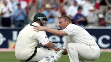 Big influences . . . Flintoff and Lee during the 2005 Ashes.