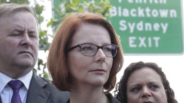 Promised land? Julia Gillard campaigns in the western suburbs.
