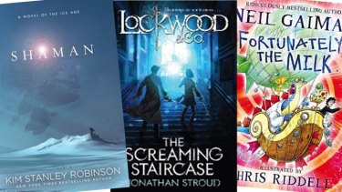 <i>Shaman</i> by Kim Stanley Robinson; <i>The Screaming Staircase</i> by Jonathan Stroud and <i>Fortunately The Milk</i> by Neil Gaiman.