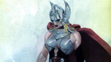 The female superhero, Thor, who will appear in upcoming Marvel comic book issues.