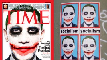 Firas Alkhateeb's mock Time Magazine cover and, right, the posters his work inspired.