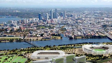 Artist impression of a stadium at Burswood (put together by a previous Labor government).