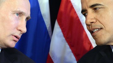 Grumpy old men ... Russian President Vladimir Putin meets his US counterpart, Barack Obama, at the G20 in Mexico.