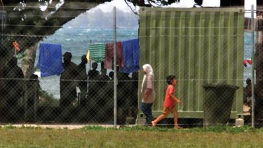 Asylum seekers at Lombrum Naval Base, Manus Island in 2013.