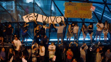 Youths demonstrate against political leaders' handling of jobs crisis in Spain, where the youth unemployment rate has risen to more than 50 per cent.