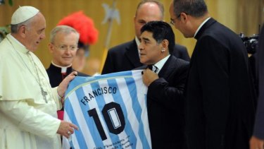 Countrymen: Pope Francis meets Argentine great Diego Maradona in Rome on Monday