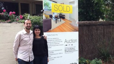 After 19 months of saving, Justin Mellar and Elizabeth Schofield bought an apartment in Melbourne's Fairfield.