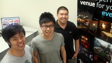 On a roll ... Ying Wang (left) with business partners David Wei and James Giang.