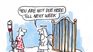 11 x Tandberg cartoons about his cancer for Insight story December 2017