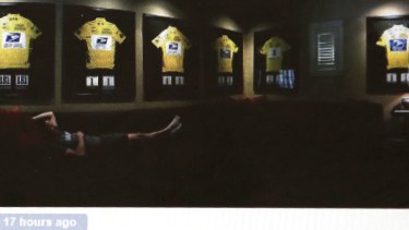 Lance Armstrong tweeted a picture of himself with his seven Tour jerseys.