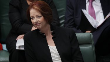 'Bullied' .... Julia Gillard in Parliament yesterday.