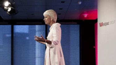 Westpac chief executive Gail Kelly at the company's full year results. Photograph: Louie Douvis