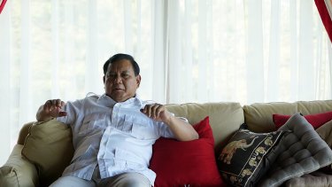 Prabowo Subianto being interviewed by Fairfax Media at his home in Hambalang, West Java