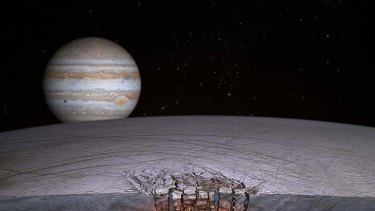 An artist's impression of Europa's "Great Lake", courtesy of NASA.