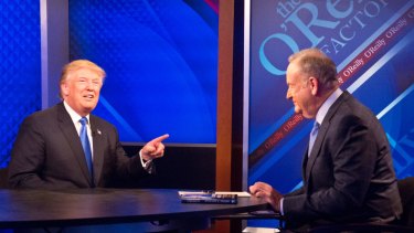 Donald Trump in an interview with Fox's now also disgraced Fox anchor Bill O'Reilly. Fox News didn't make Trump single-handedly - but it paved the way for him.