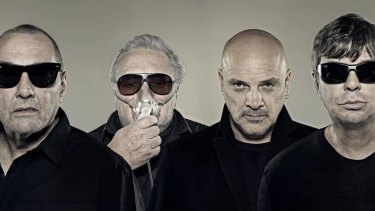 The Stranglers (from left to right), keyboardist Dave Greenfield, drummer Jet Black, vocalist Baz Warne and bassist Jean-Jacques Burnel.
