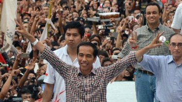 Emerging leader: Joko Widodo on his way to winning the Indonesian presidency earlier this year.