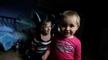 More than willing to work ... Jackie Lloyd waited 20 months before securing two days a week for her 15-month-old daughter, Lyla, at a Miranda childcare centre.