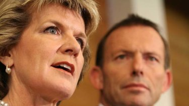 So close ... Tony Abbott, with Julie Bishop by his side, said at Parliament House yesterday that the Coalition would be a more effective opposition this term.