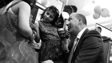 Dutton meets school children at a Yazidi New Year celebration in Wagga Wagga, NSW.