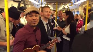 Commuters joined in an impromptu singalong on Monday morning.