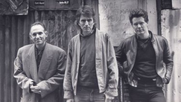 A true romantic poet: Phil Motherwell (centre) at La Mama in 1986 with Joe Dolce and Daniel Keene.