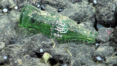 Ocean trash: Coke bottle located at depth of 1,727m. Source: MBARI.