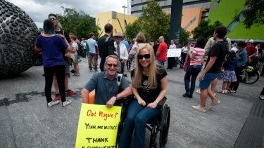 Professor Paul Young and Lisa Cox at the March for Science in Brisbane last April.