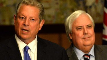 Palmer United Party leader Clive Palmer and former US Vice President Al Gore at their joint press conference.