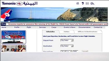 (Top) The Yemenia Air website announces the crash on its ticker and (bottom) a Yemenia Air Airbus 310. The A310 is believed to be the model of the plane which crashed into the Indian Ocean today.