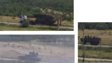 A video still of the BUK-M1 system purportedly being transferred in a rebel convoy back to Russia, according to the Ukraine government.