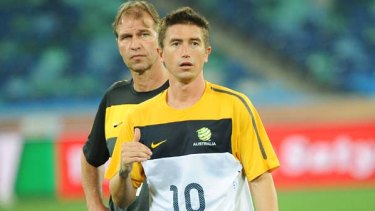 Indulged .... Harry Kewell, front, with coach Pim Verbeek.