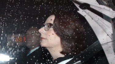 Julia Gillard arrives at the royal commission on Wednesday morning.