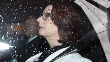 Julia Gillard arrives at the royal commission on Wednesday morning. 